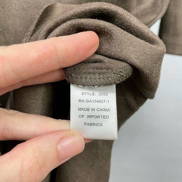 Joh | NWT Aurora Brown Vegan Suede Long Sleeve Round Neck Dress with Pockets - Picture 9 of 10